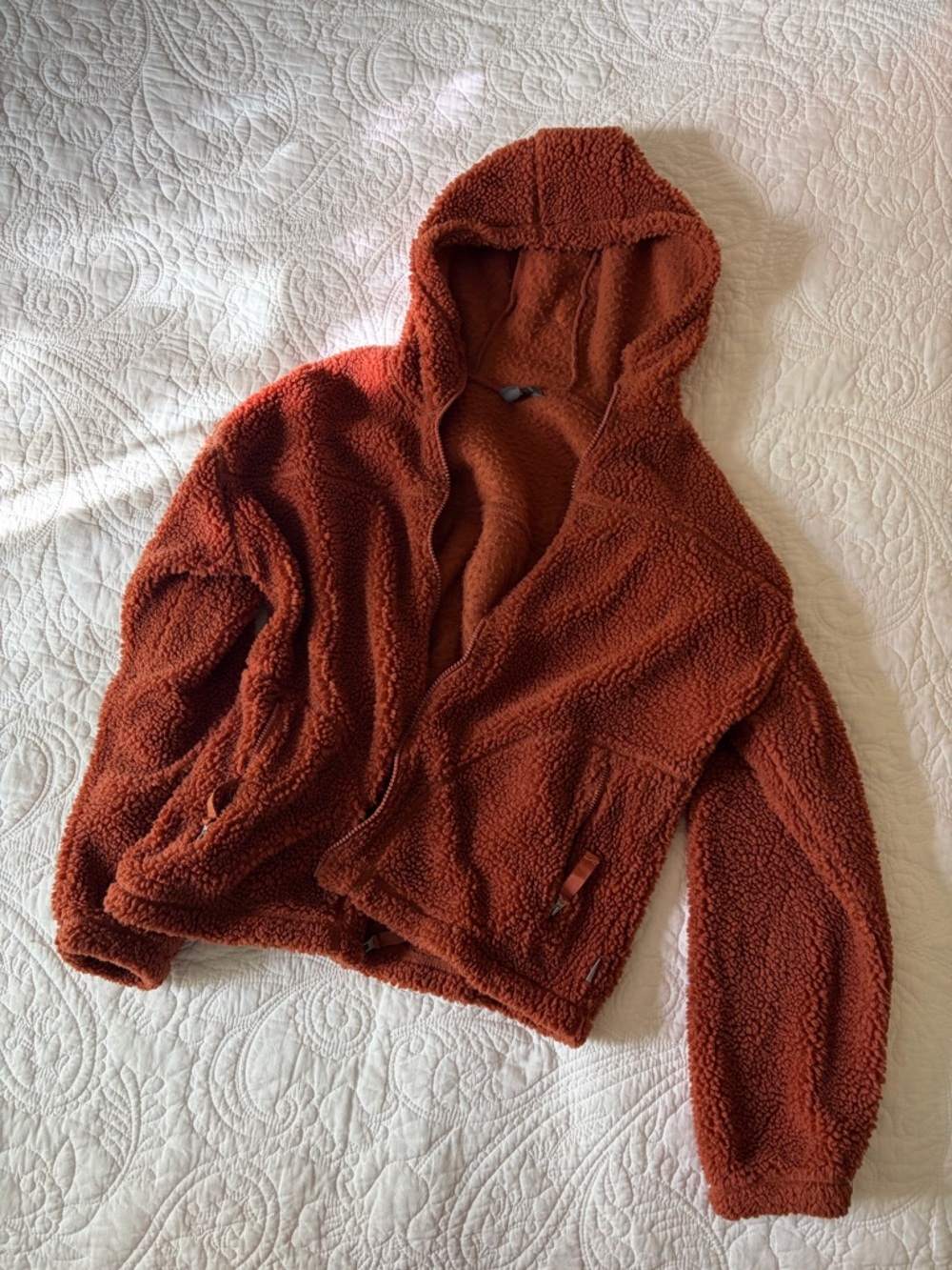 Eddie Bauer Rust Teddy Fleece Hooded Jacket